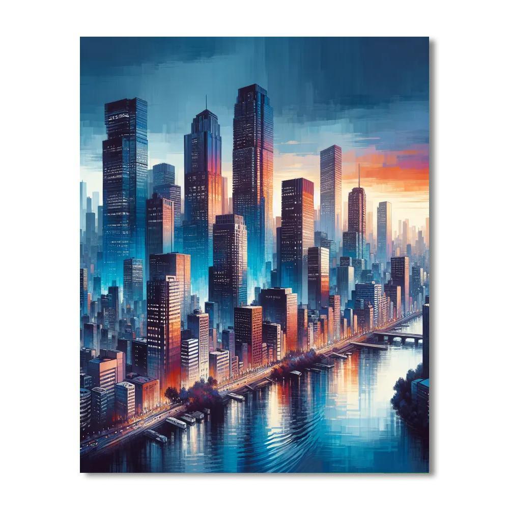 Contemporary Urban Skyline Numbered Painting Kits