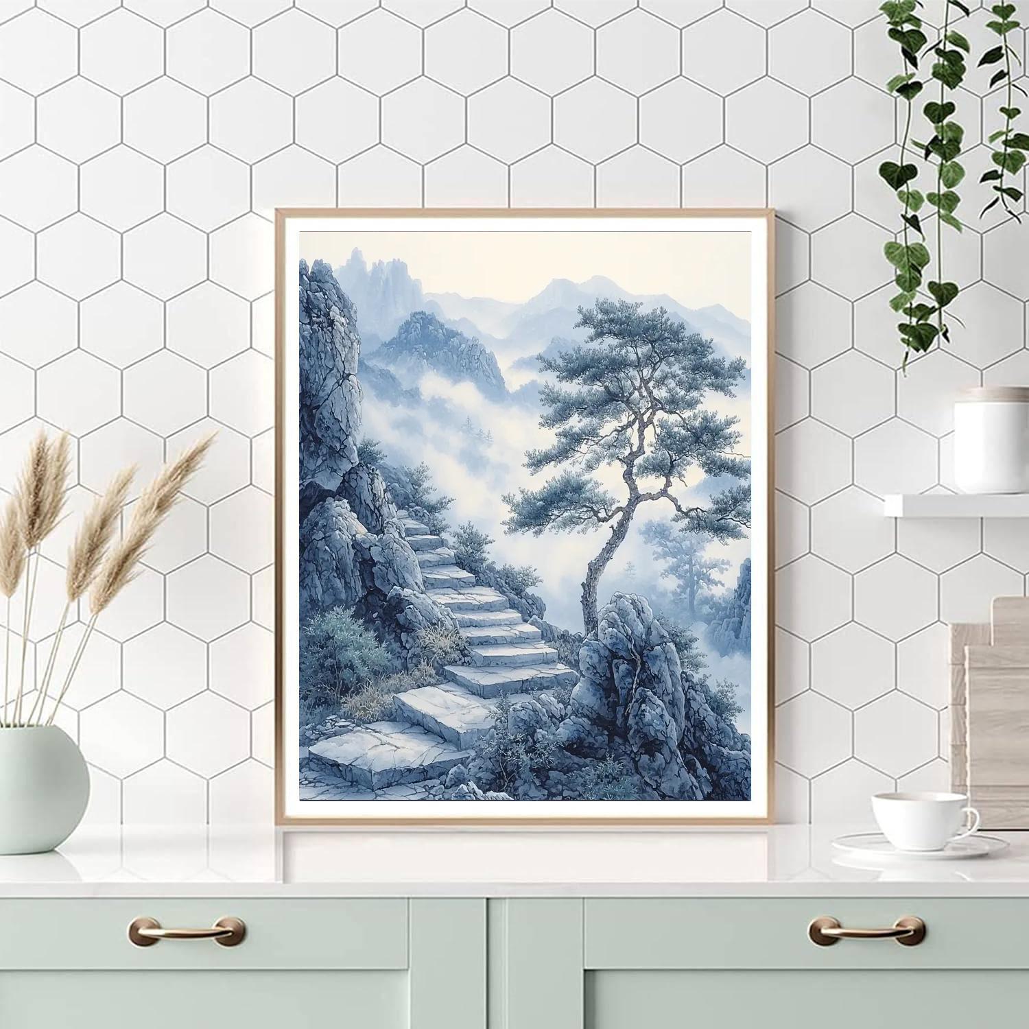 Zhao Mengfu Inspired Harmony Of Mist And Stone  Paint By Number