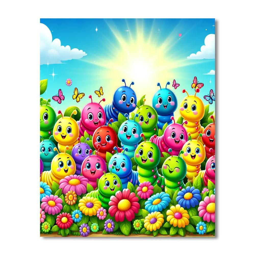 Colorful Caterpillars Number Painting