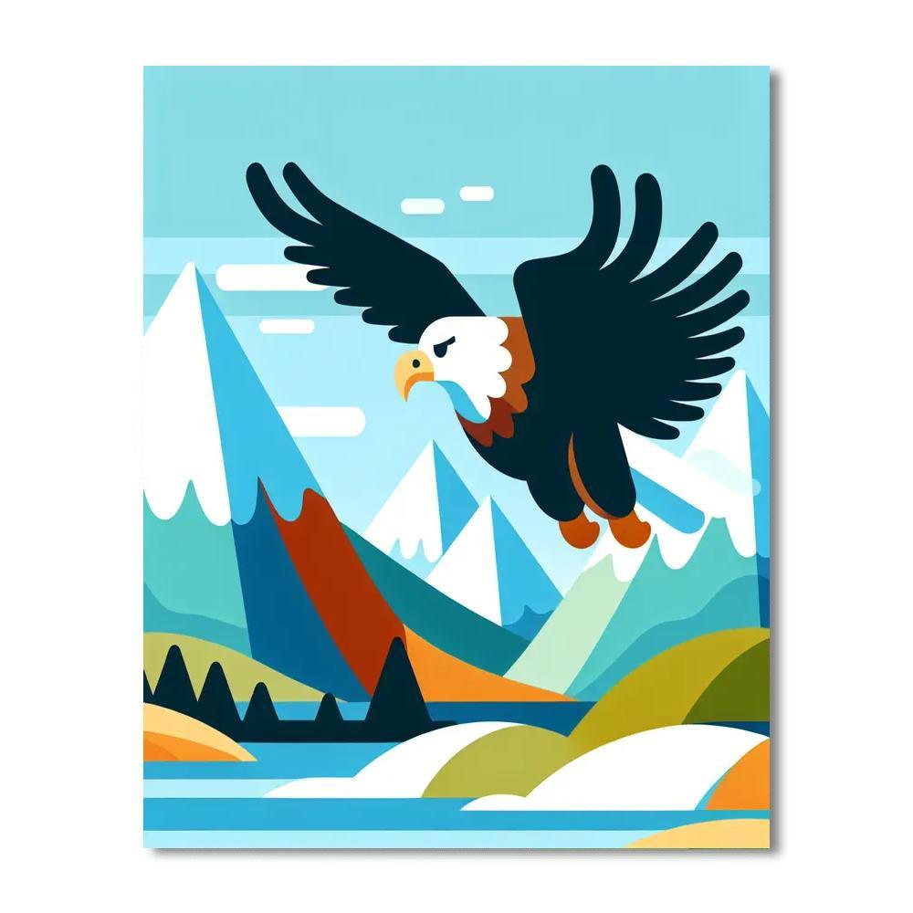 Eagle's Flight Over Mountains Paint By Number
