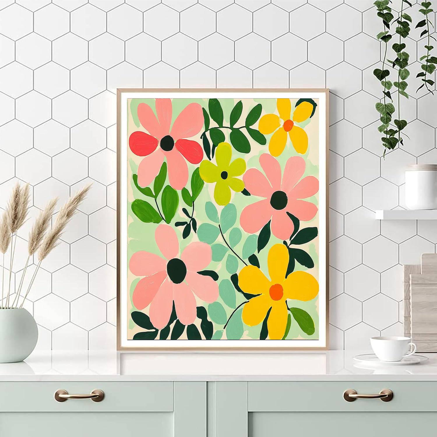 Henri Matisse Inspired Floral Whimsy In Pastels  Numbered Painting Kits