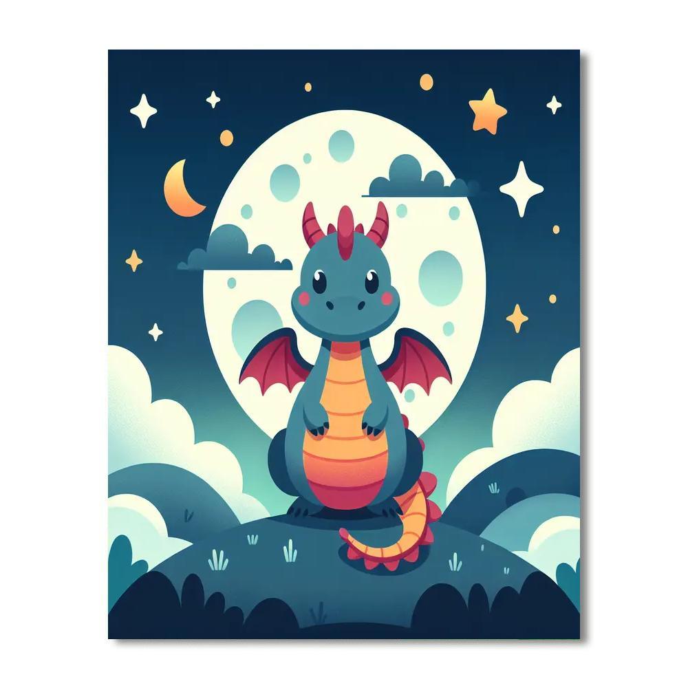 Moonlit Dragon Tales Number Painting