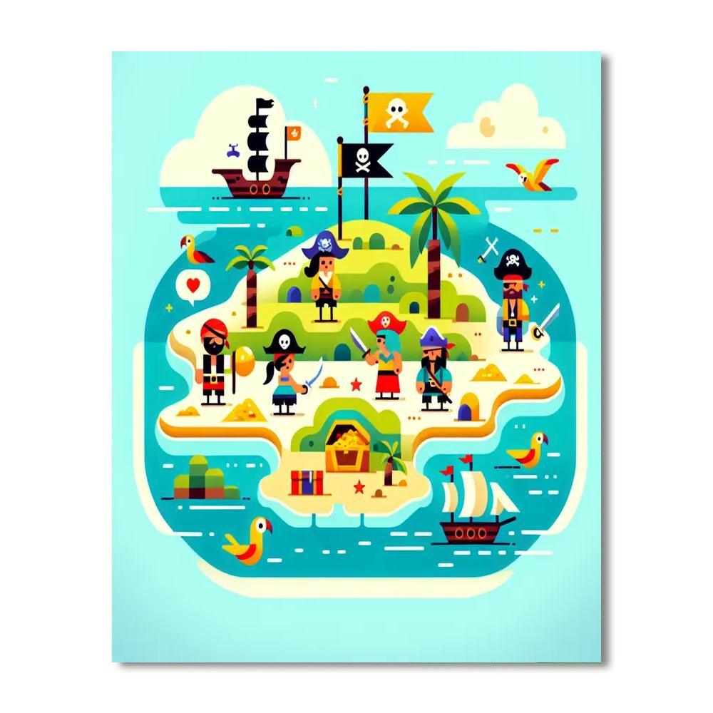 Pirate's Treasure Island Paint By Number