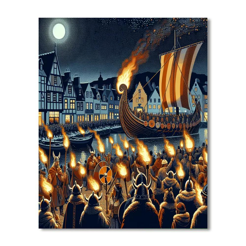 The Up Helly Aa Fire Festival - Scotland Painting Number Kit