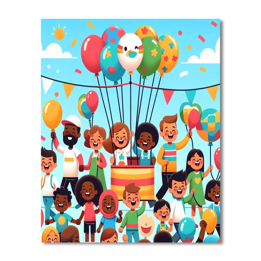 Joyful Balloon Parade Painting Number Kit