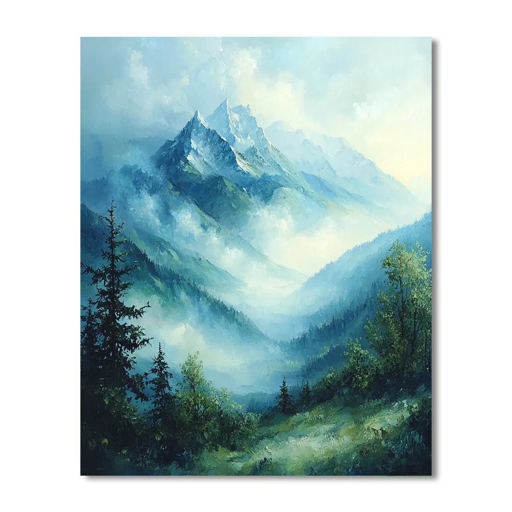 Caspar David Friedrich Inspired Misty Morning In The Mountains  Paint By Numbers Kits