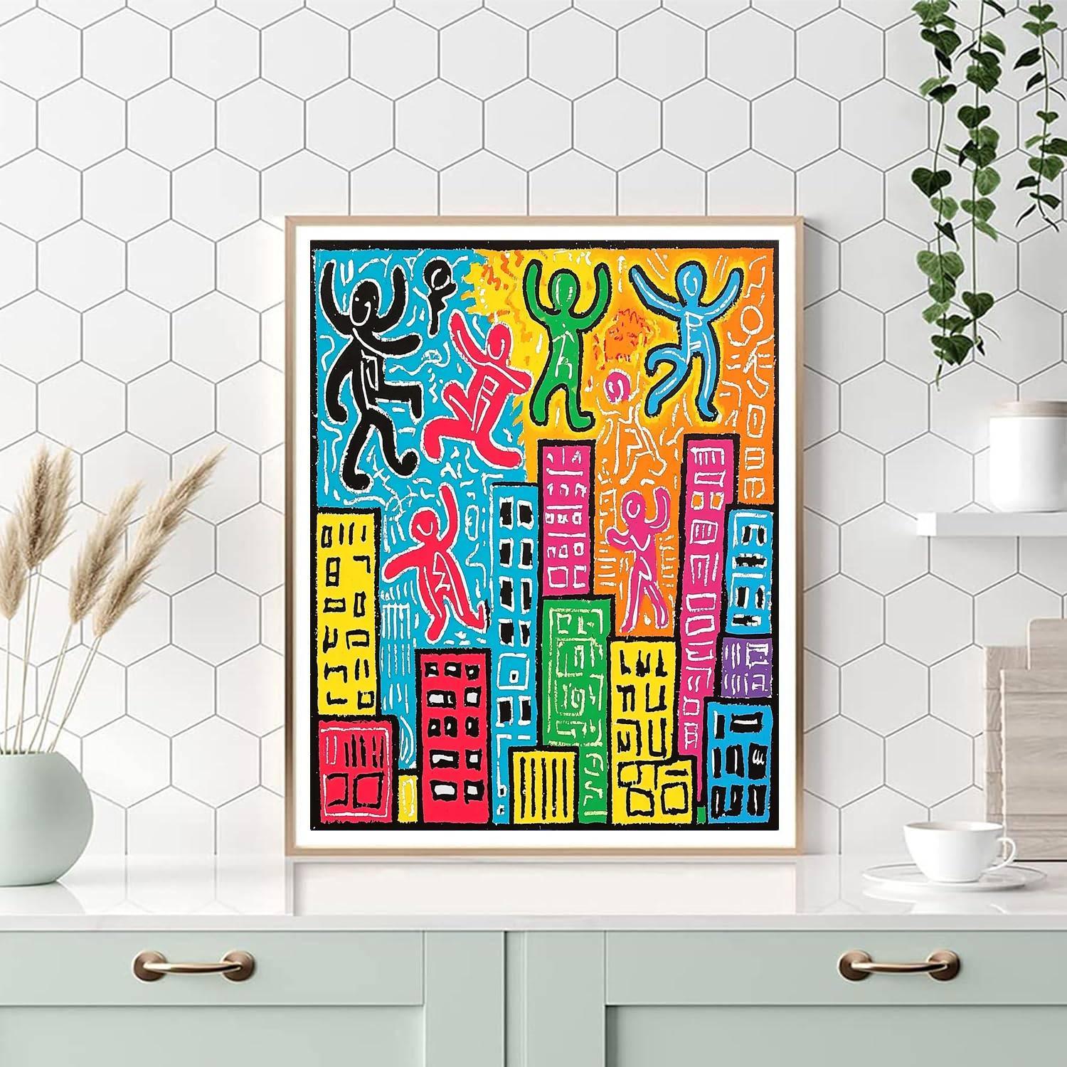 Keith Haring Inspired Kaleidoscope Of Whimsy  Numbered Painting Kits