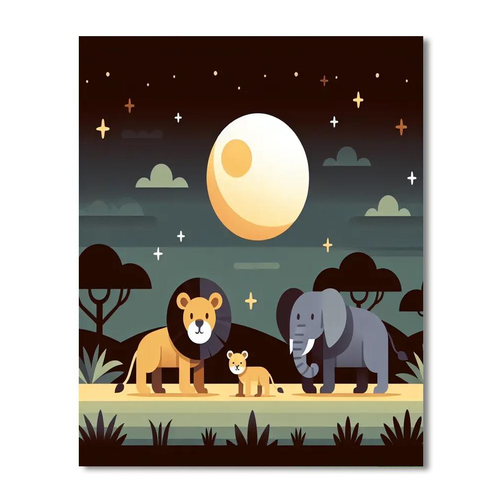 Moonlit Night Safari Numbered Painting Kits