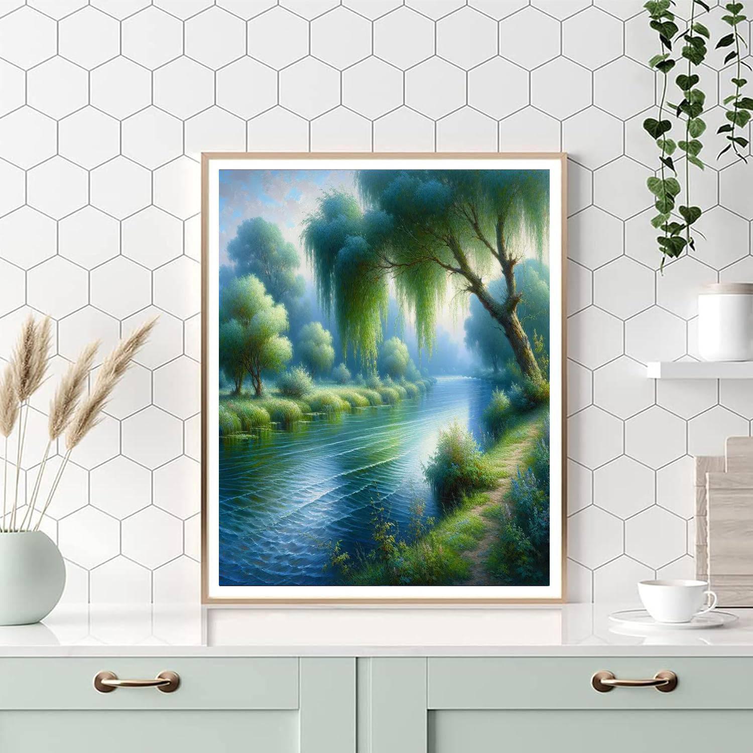 Serene Riverbank Tranquility Paint By Numbers Art