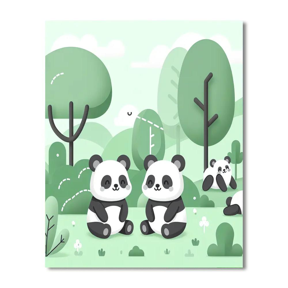 Peaceful Panda Playground Paint By Numbers Art