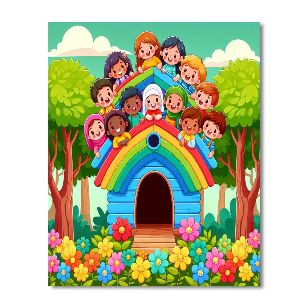 Charming Treehouse Escape Paint By Numbers Art