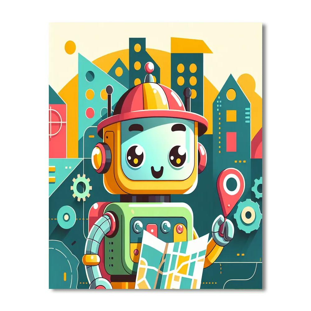 Curious Little Robot Explorer Painting By Numbers Kit