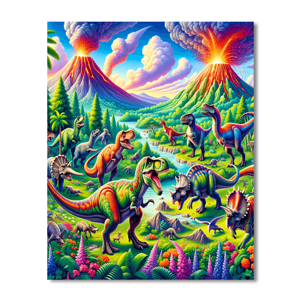 Whimsical Dinosaur Adventure - DIY Painting By Numbers Kit