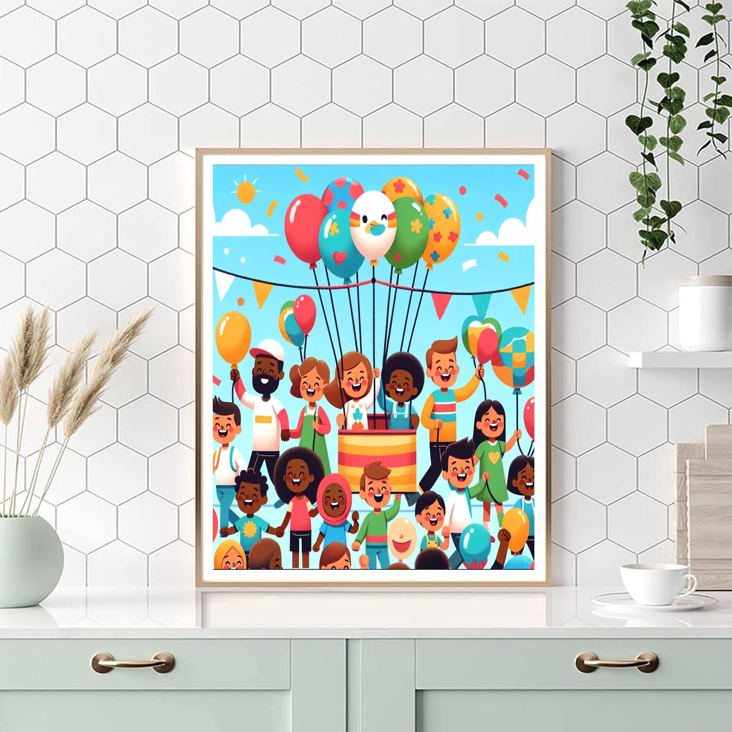 Joyful Balloon Parade Painting Number Kit