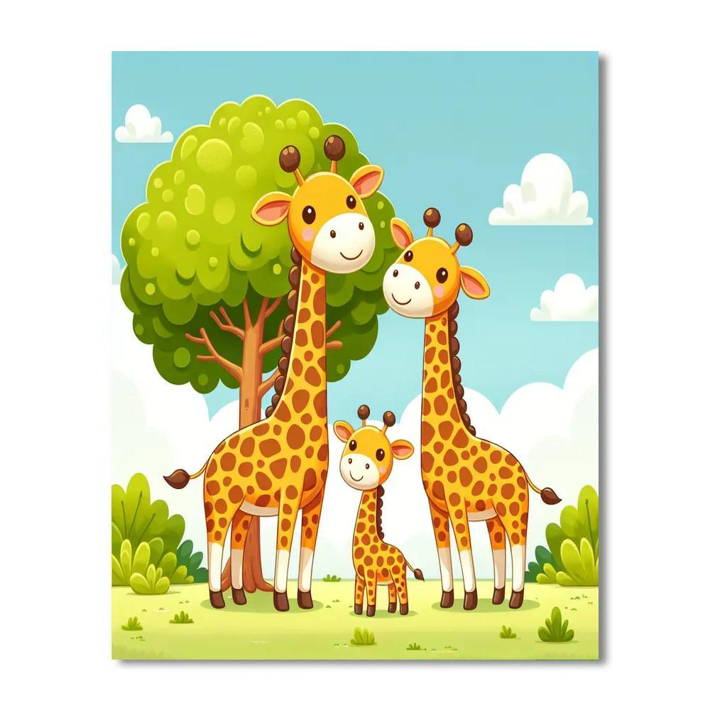 Cute Giraffe Family Paint By Number