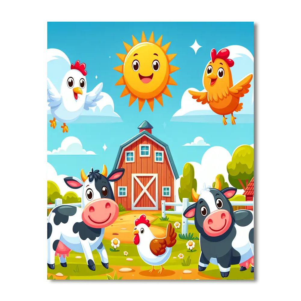 Cheerful Farmyard Frolics Paint By Numbers Art