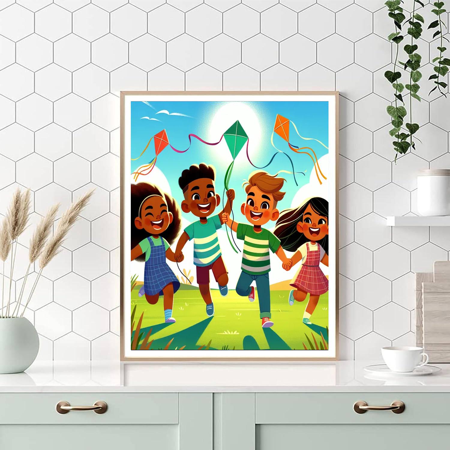 Adventures With Colorful Kites Paint By Numbers Art