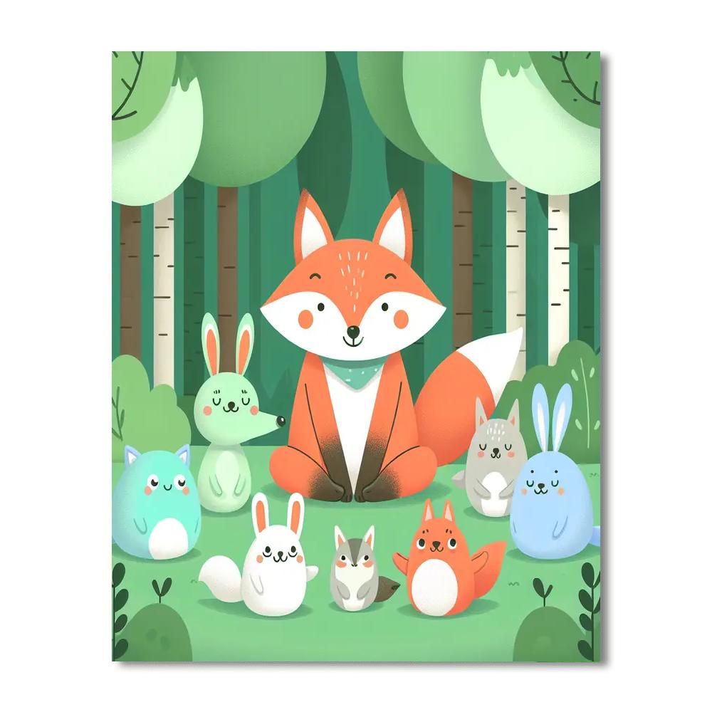 Friendly Fox And Forest Friends Painting Number Kit