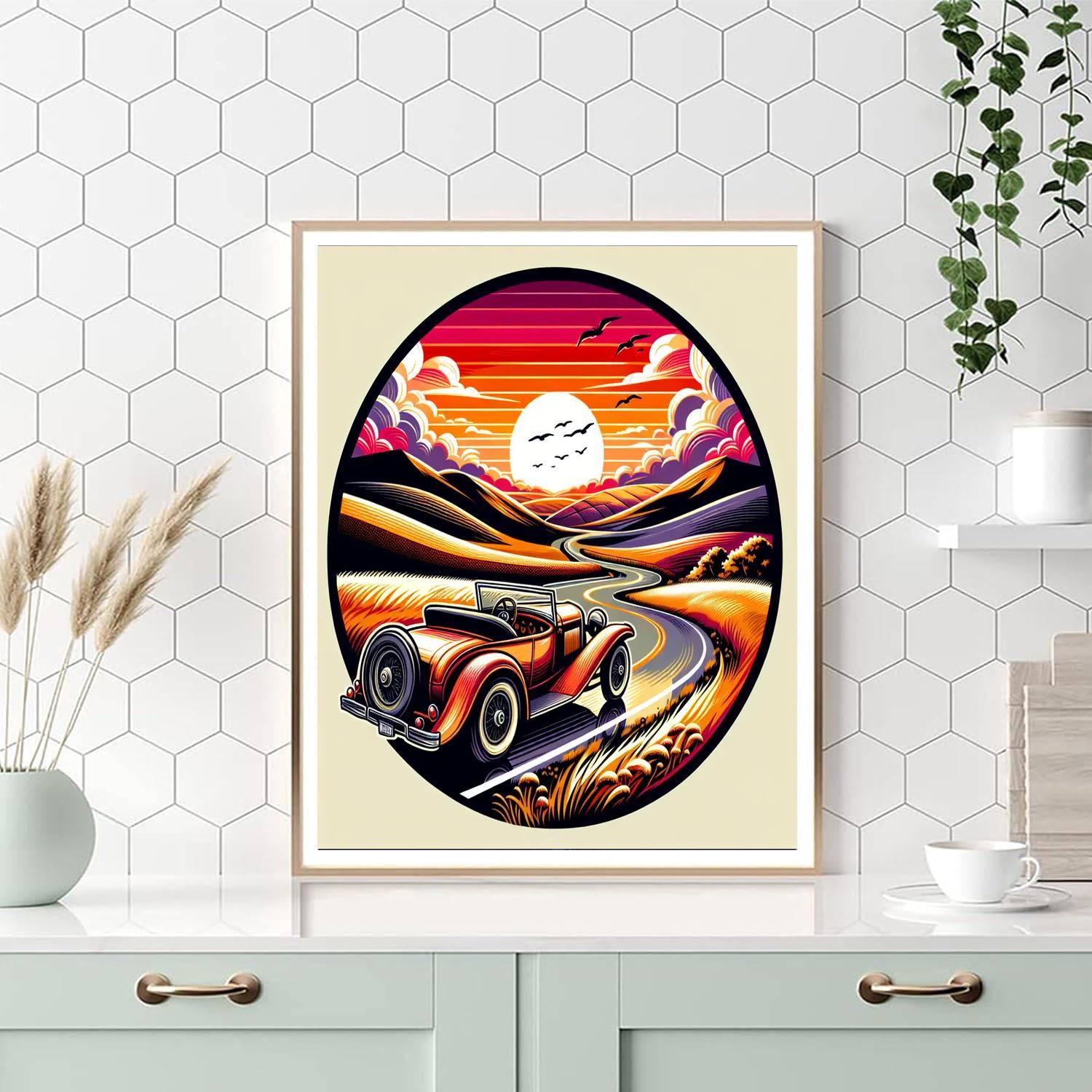 Cinematic Retro Roadster Paint By Numbers Art