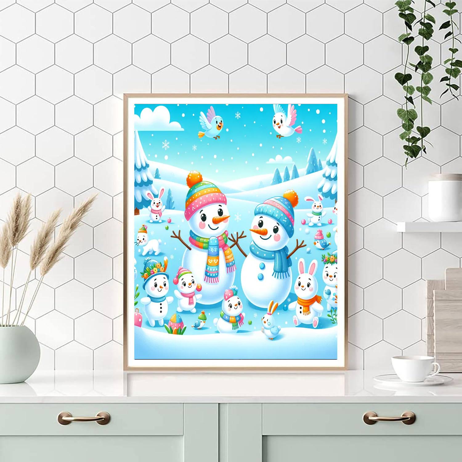 Happy Snowy Friends Painting Number Kit