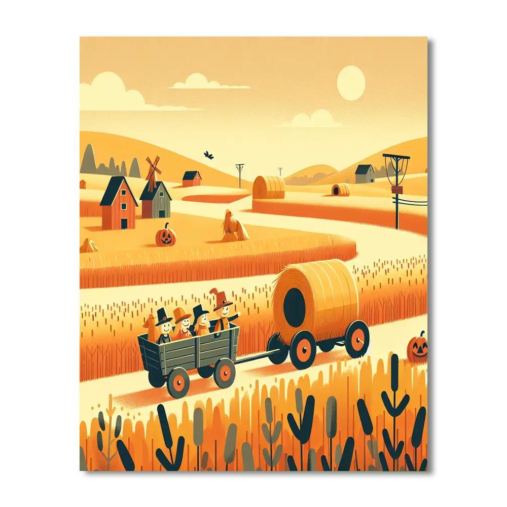 Happy Harvest Hayride Paint By Numbers Art