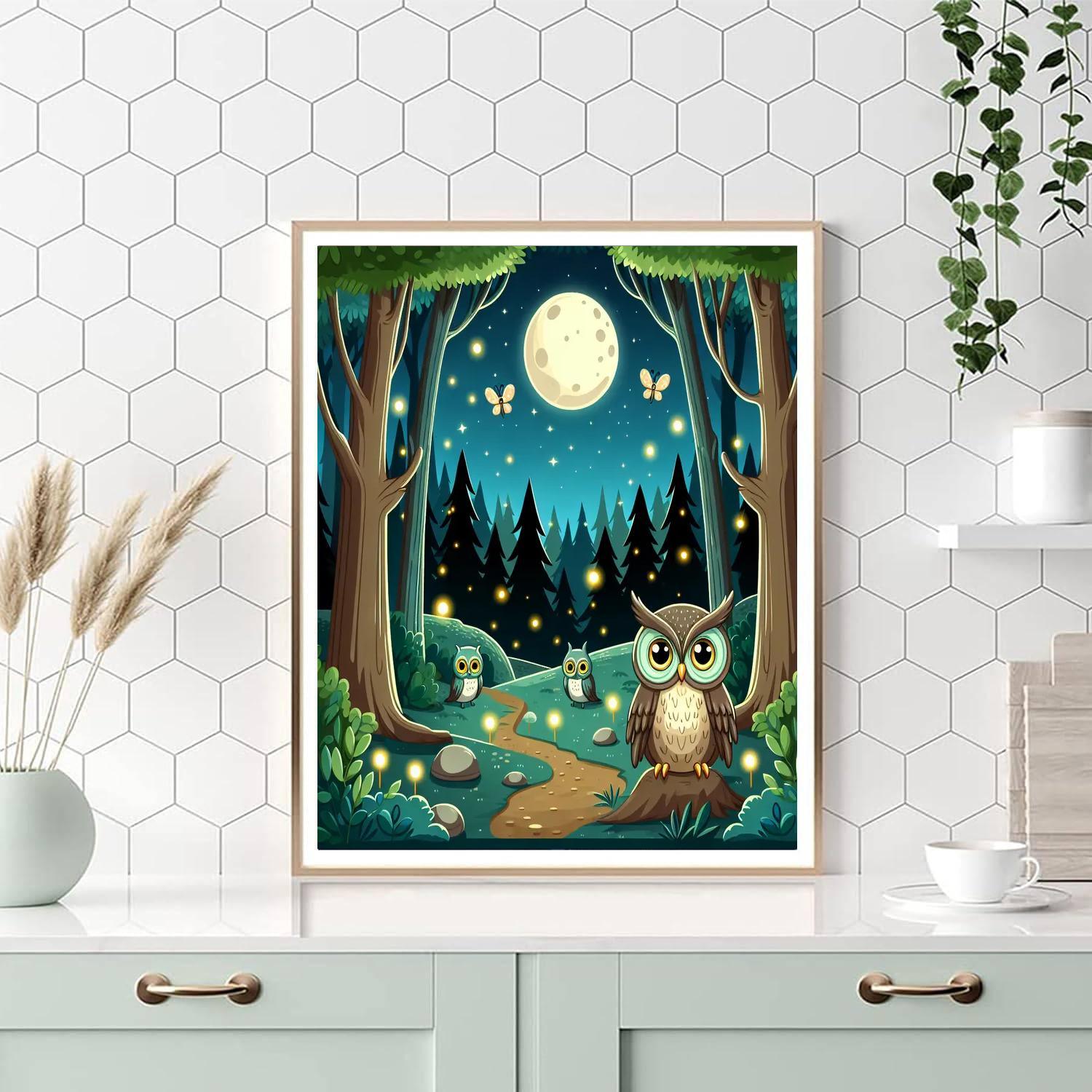 Enchanted Night Forest Painting By Numbers Kit