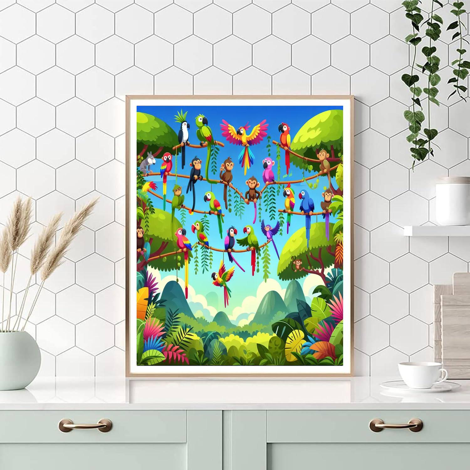 Jungle Gymnasts Adventure Paint By Numbers Art