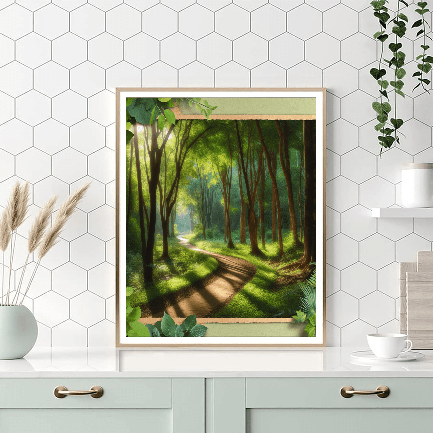 Lush Green Forest Trail Painting By Numbers Kit
