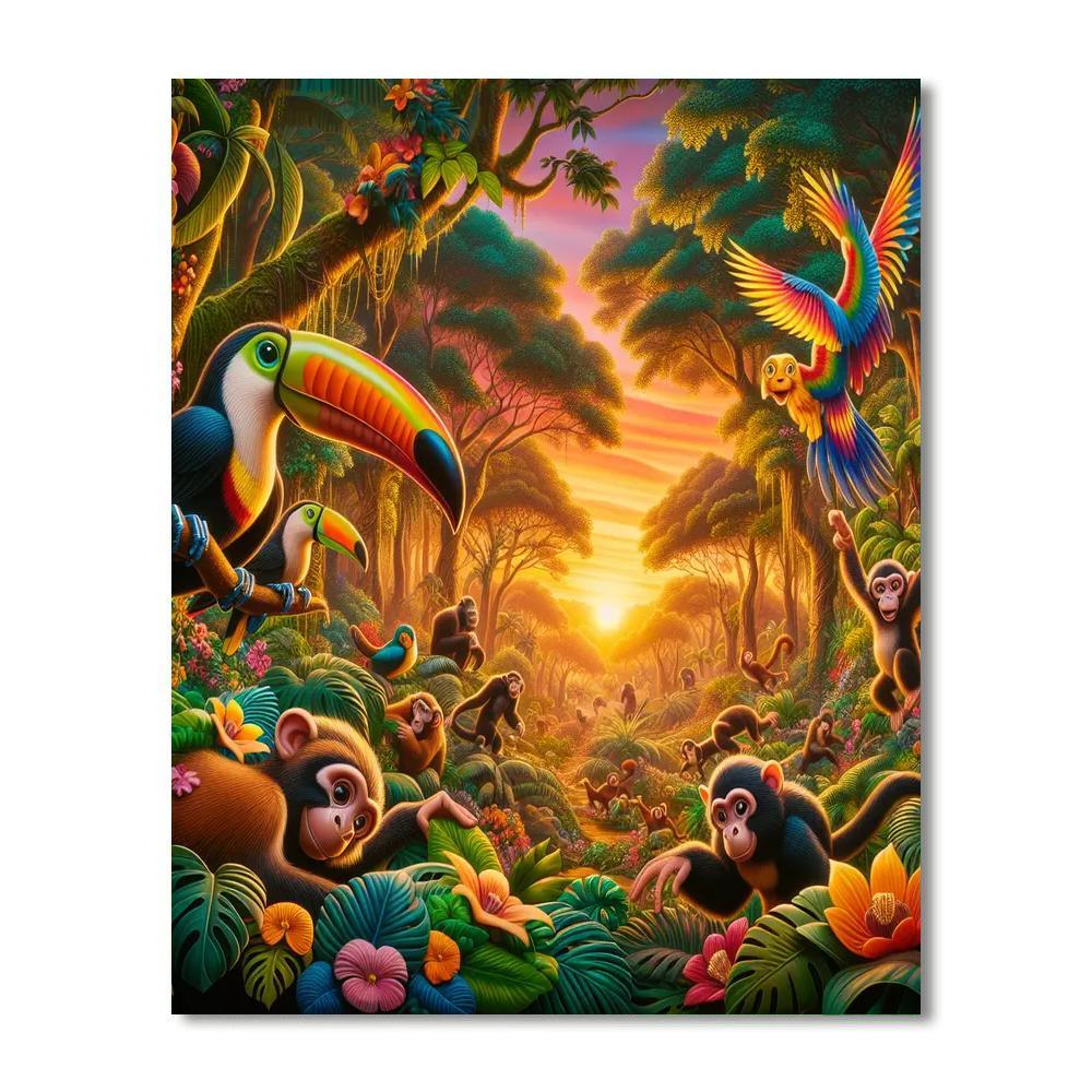 Enchanted Rainforest For Kids Numbered Painting Kits