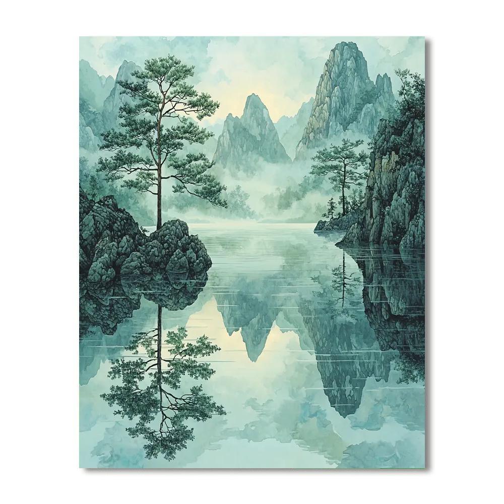 Zhao Mengfu Inspired The Serenity Of Reflections  Painting By Numbers Kit