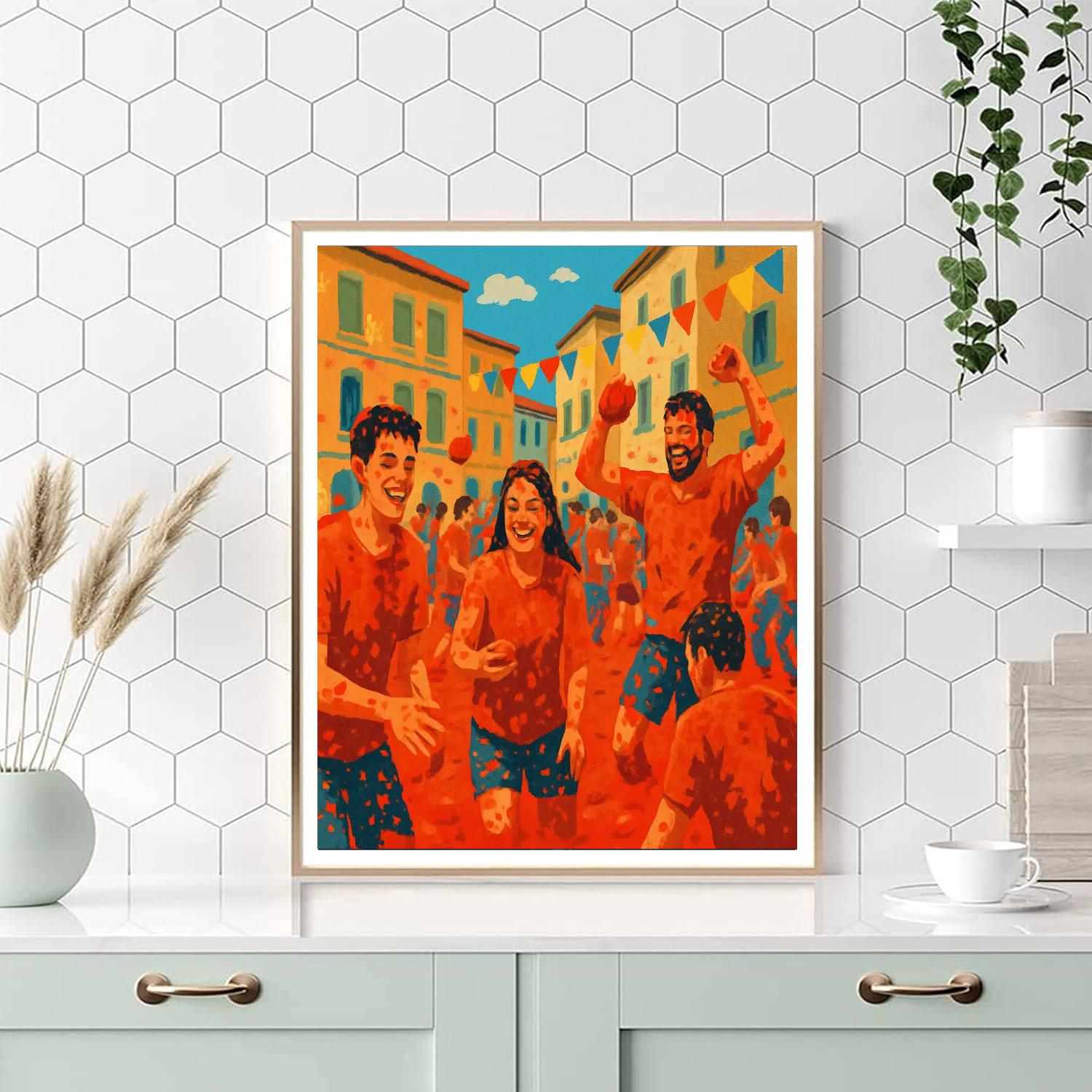 Tomatina Tomato Festival - Spain DIY Paint By Numbers
