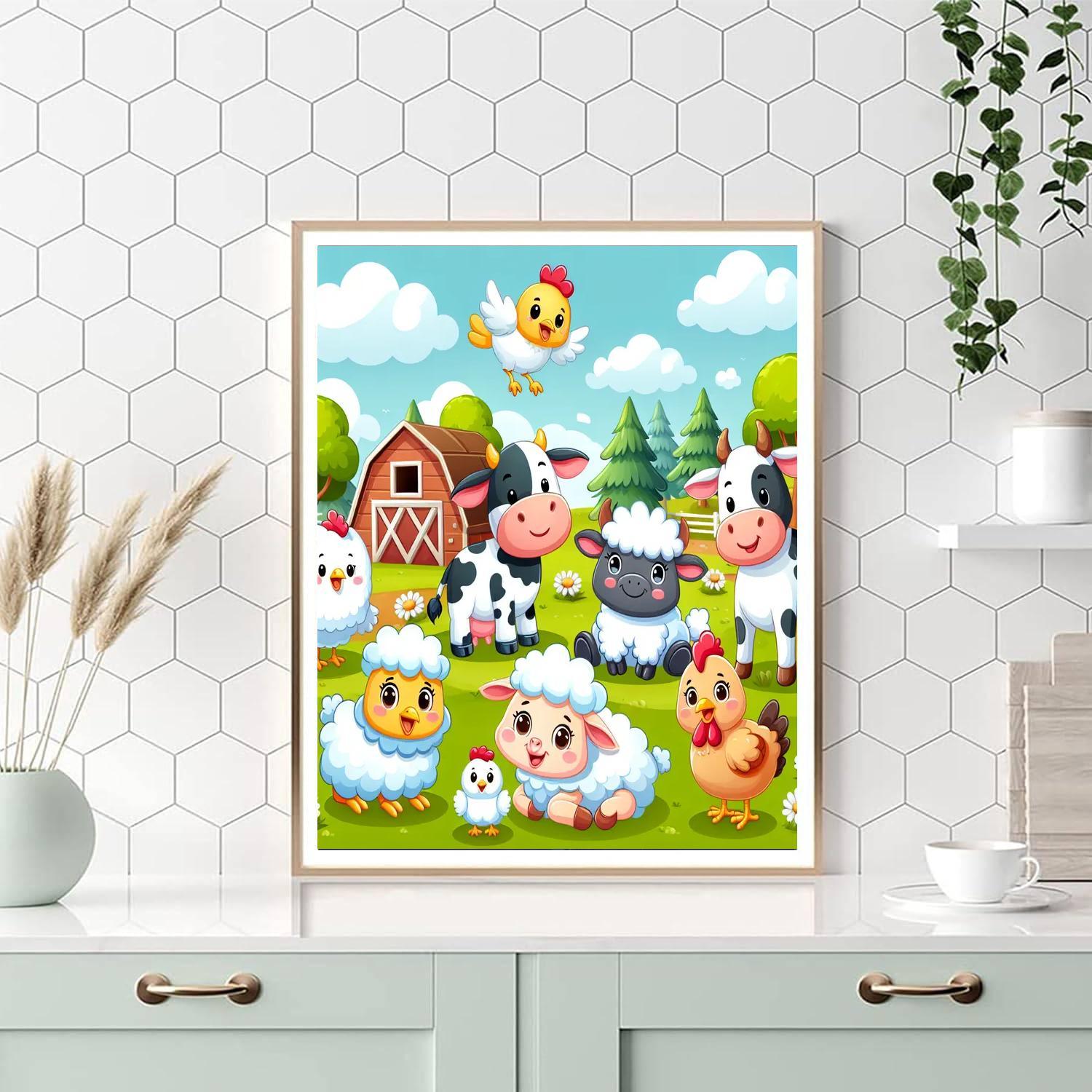 Animal Friends On A Farm Numbered Painting Kits
