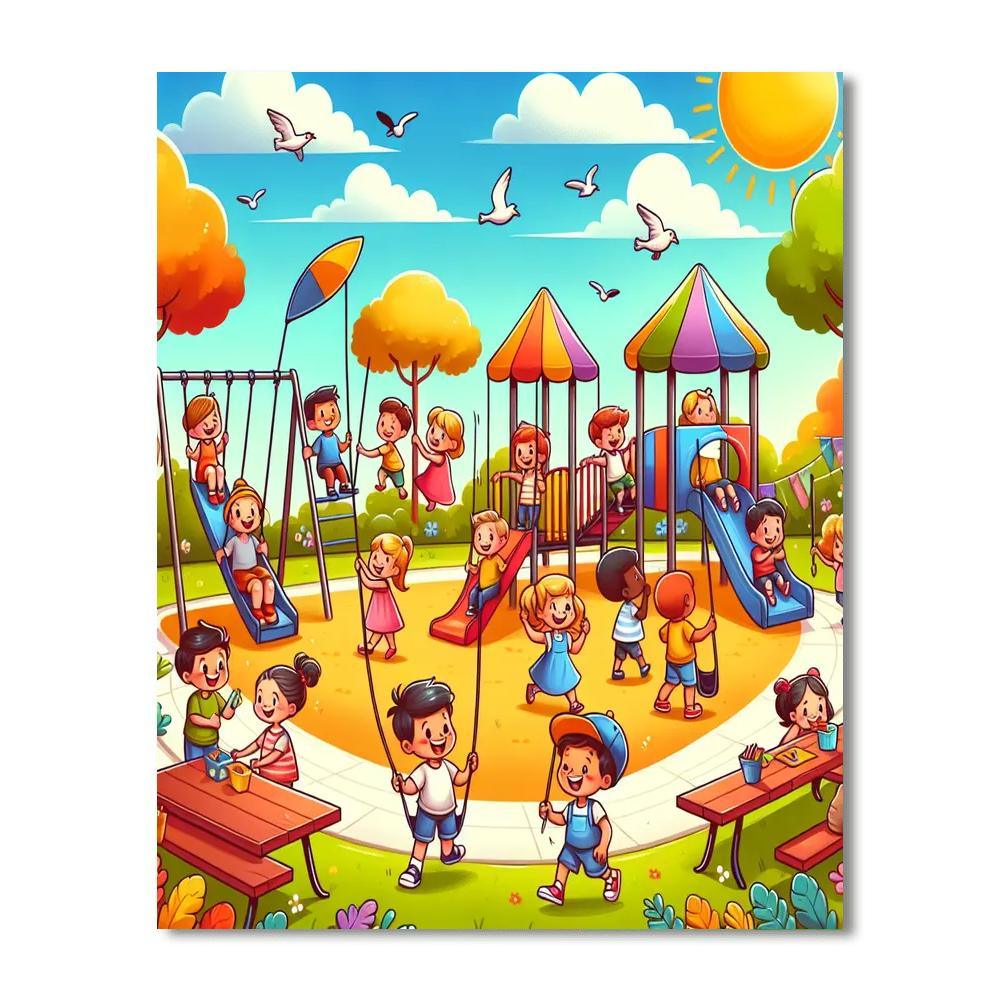 Colorful Community Park Paint By Numbers