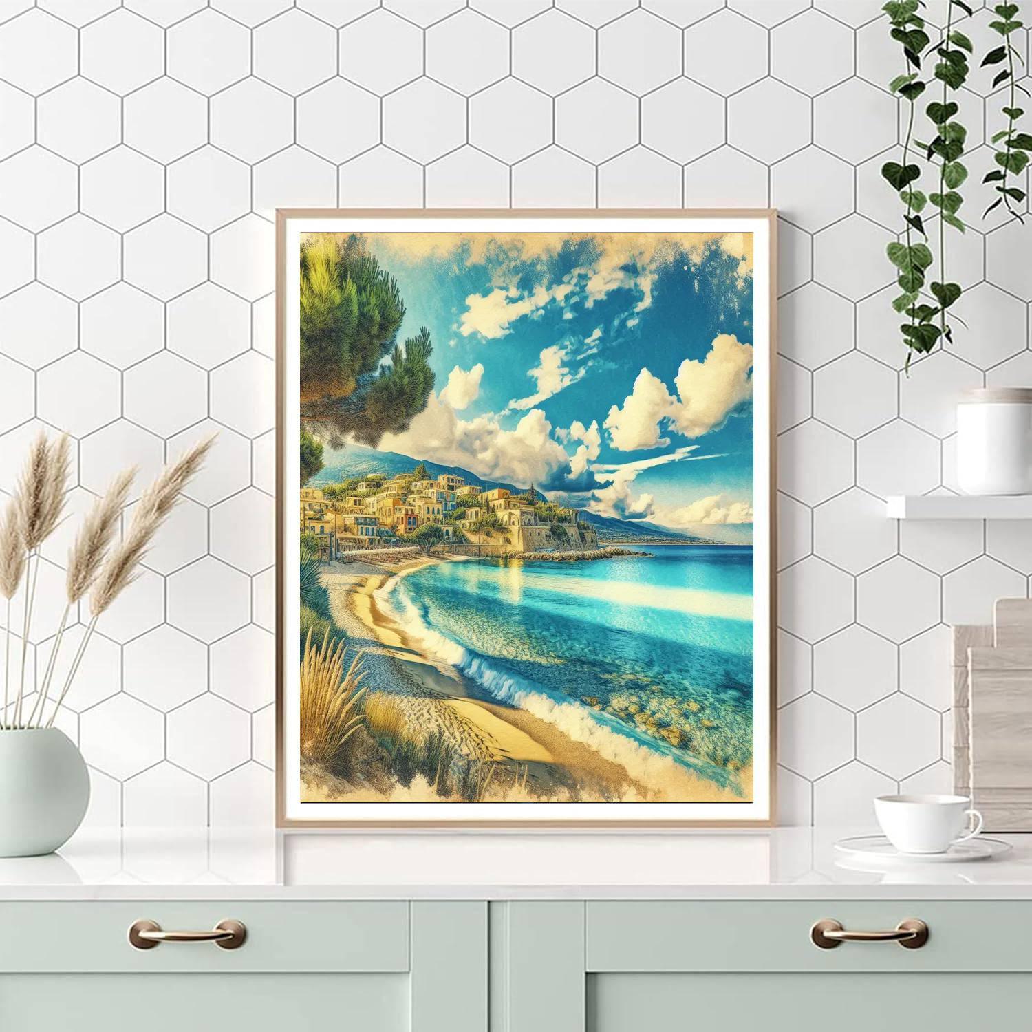 Mediterranean Coastal View Paint By Number