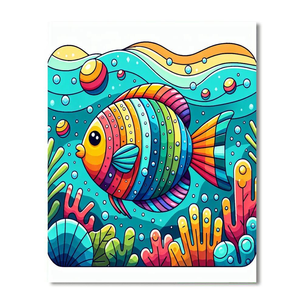 Bright Rainbow Fish DIY Paint By Numbers