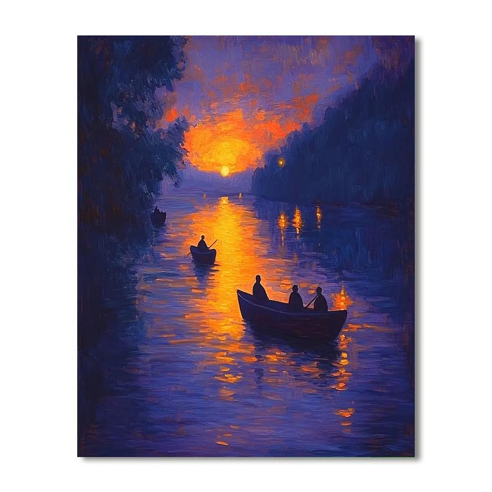 Georges Seurat Inspired Spectrum Of Twilight  Number Painting