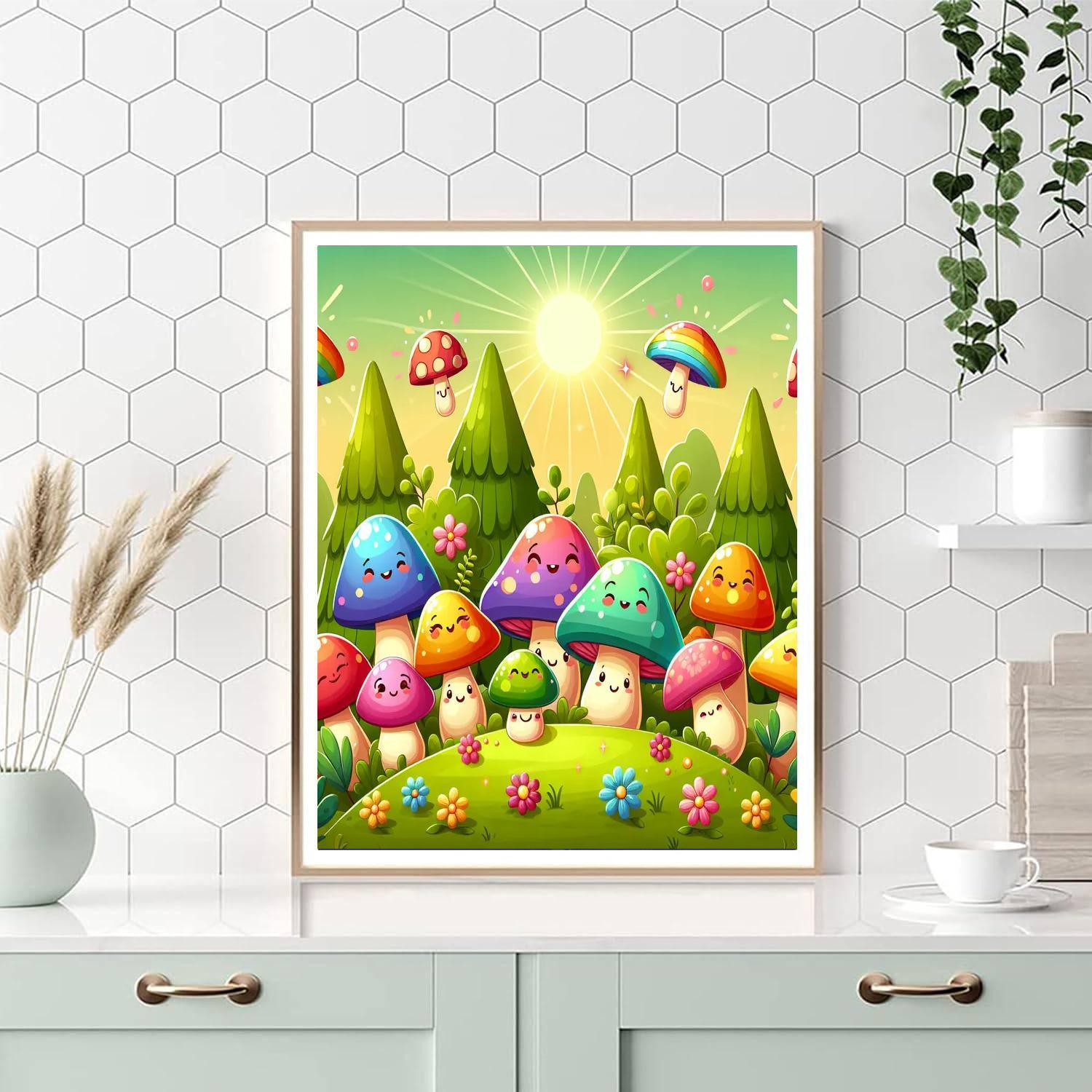 Magic Mushroom Forest Painting By Numbers Kit