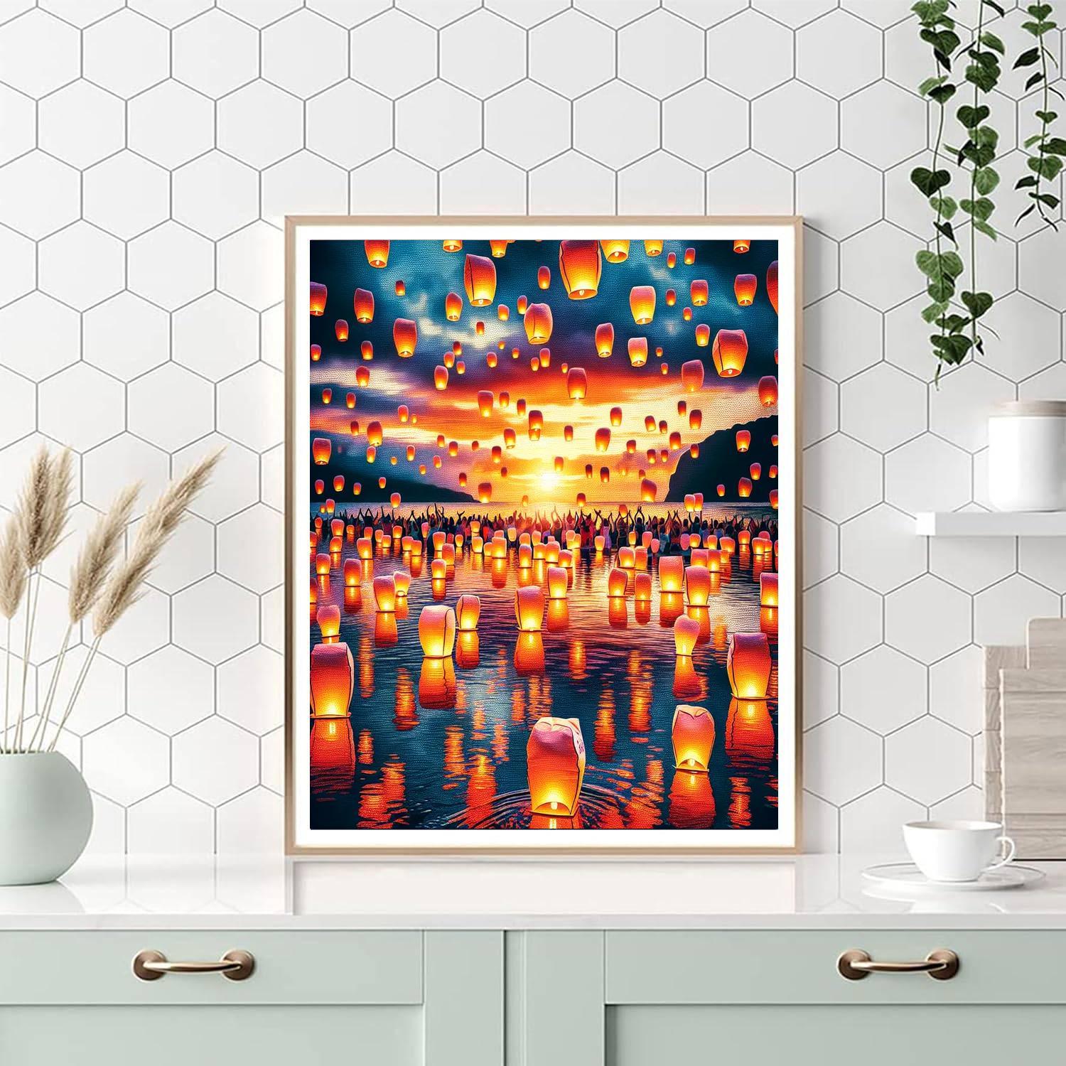 Floating Lantern Festival - Hawaii, Usa Painting By Numbers Kit