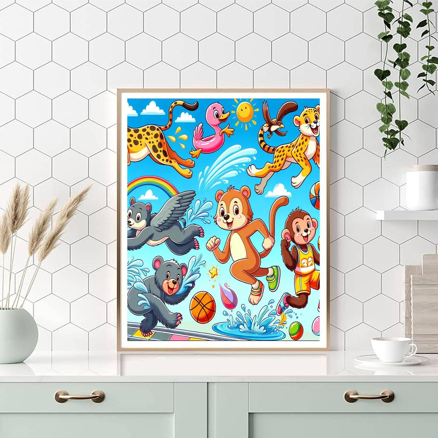 Animal Athletes Number Painting