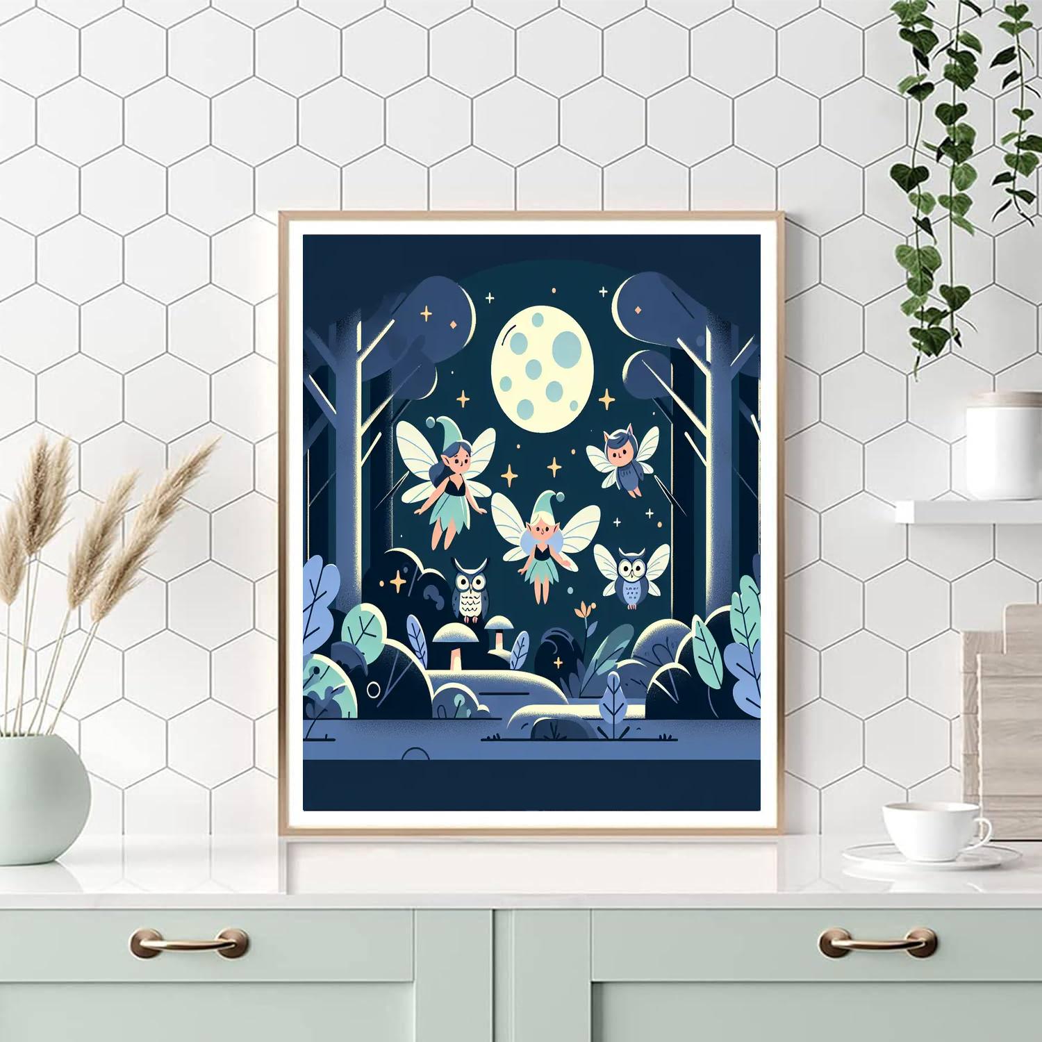 Moonlit Forest Stroll Paint By Numbers Art