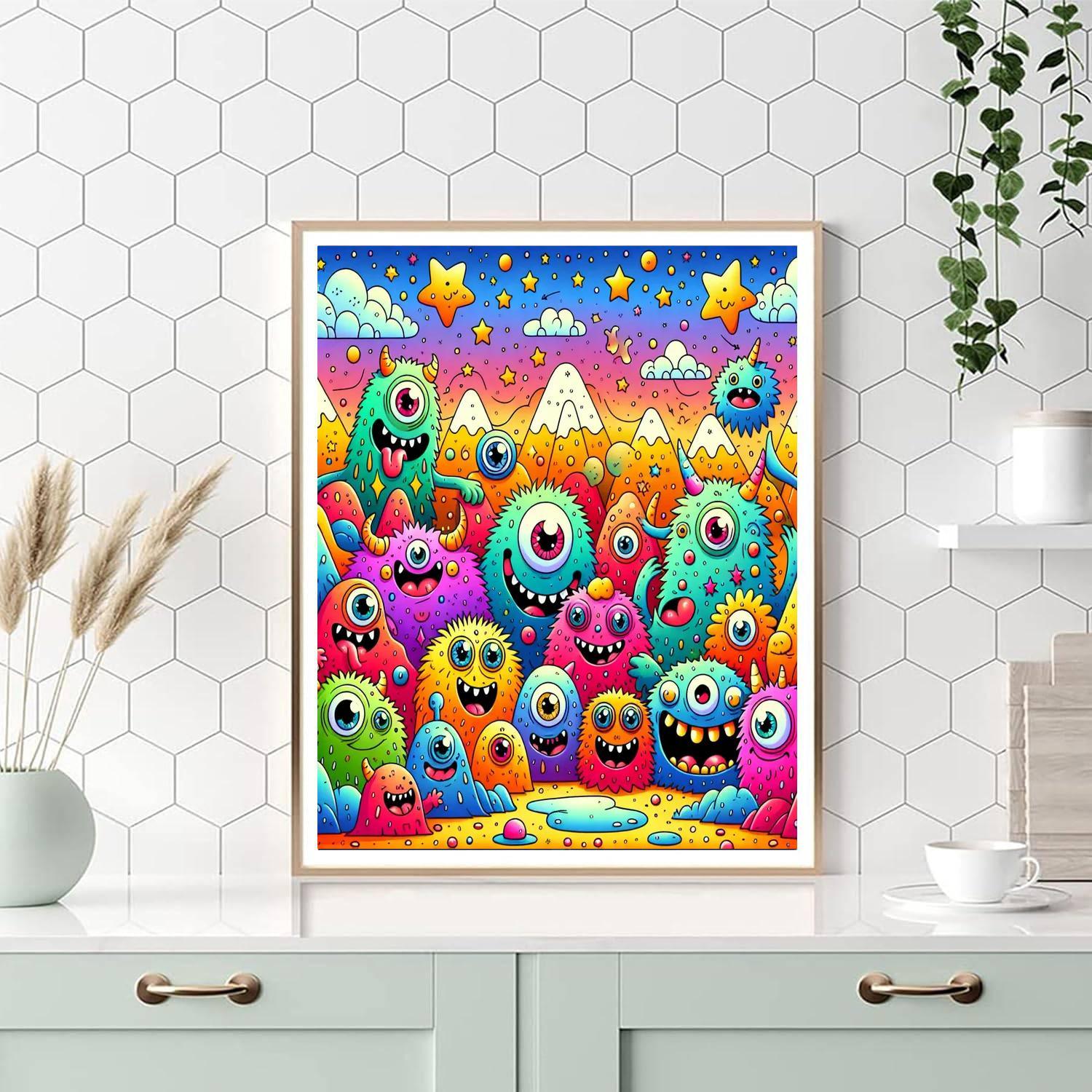 Fun Monster Friends Paint By Numbers Art
