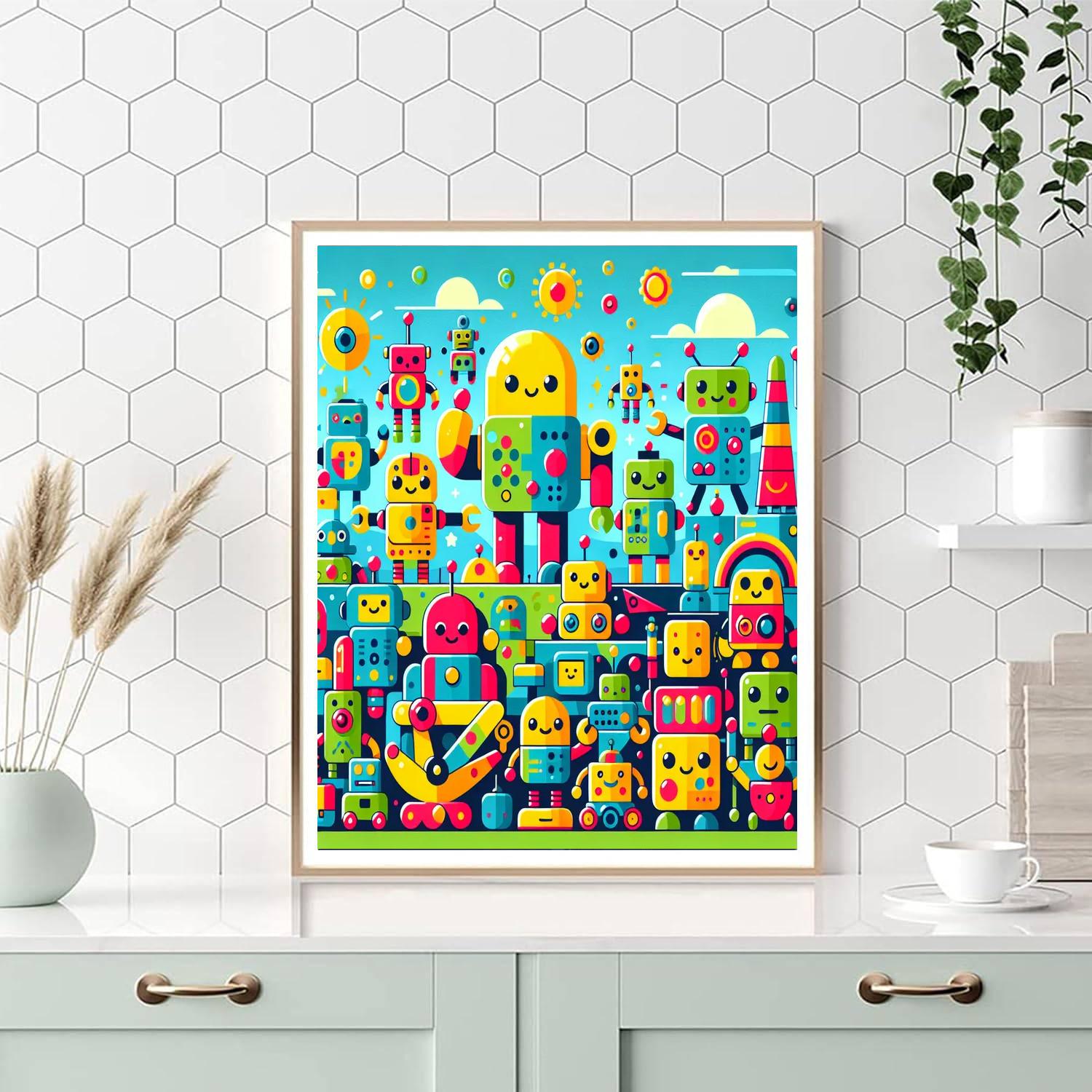 Robot Rendezvous Paint By Numbers Art