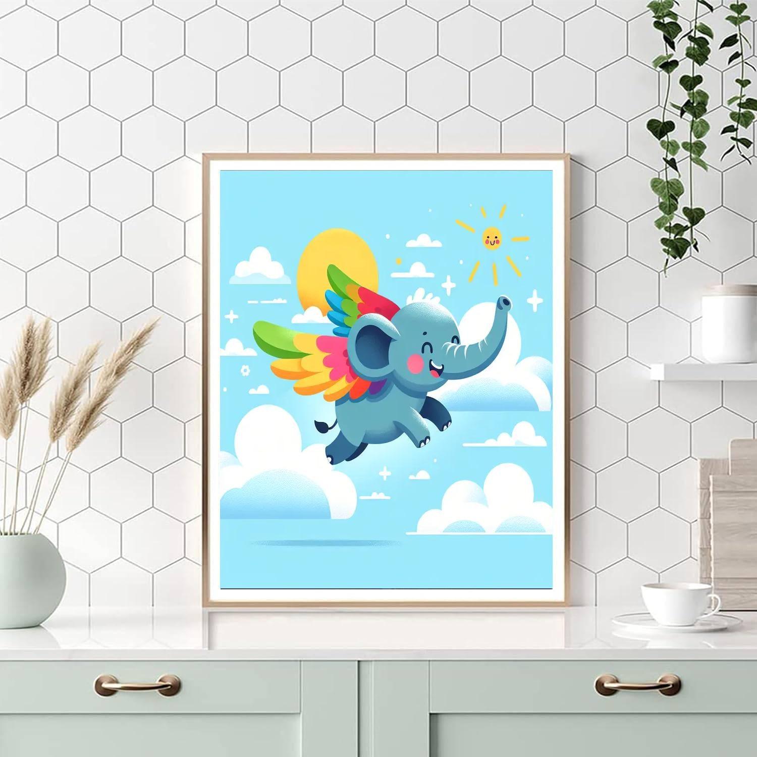 Fanciful Flying Elephant DIY Paint By Numbers