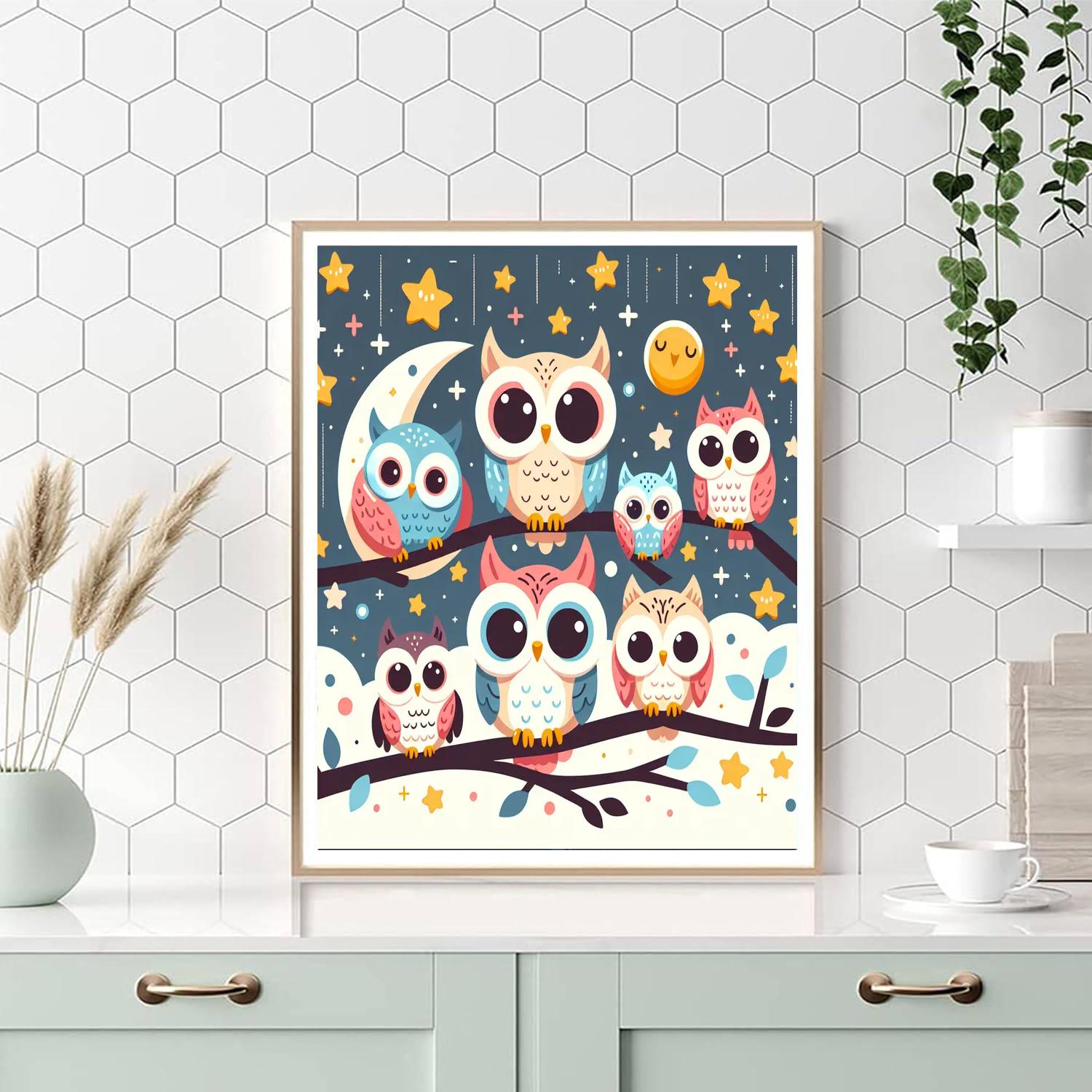 Sweet Little Owls Paint By Numbers Art