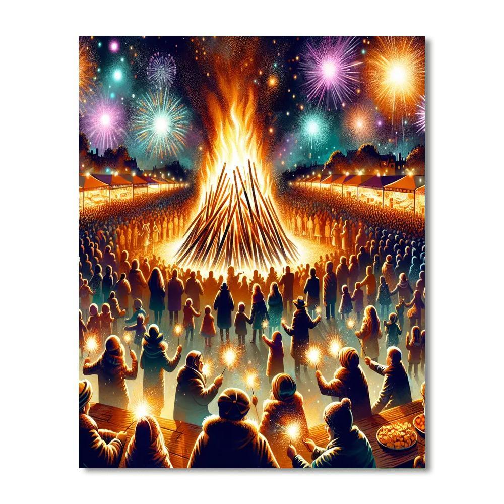 Bonfire Night - England Number Painting