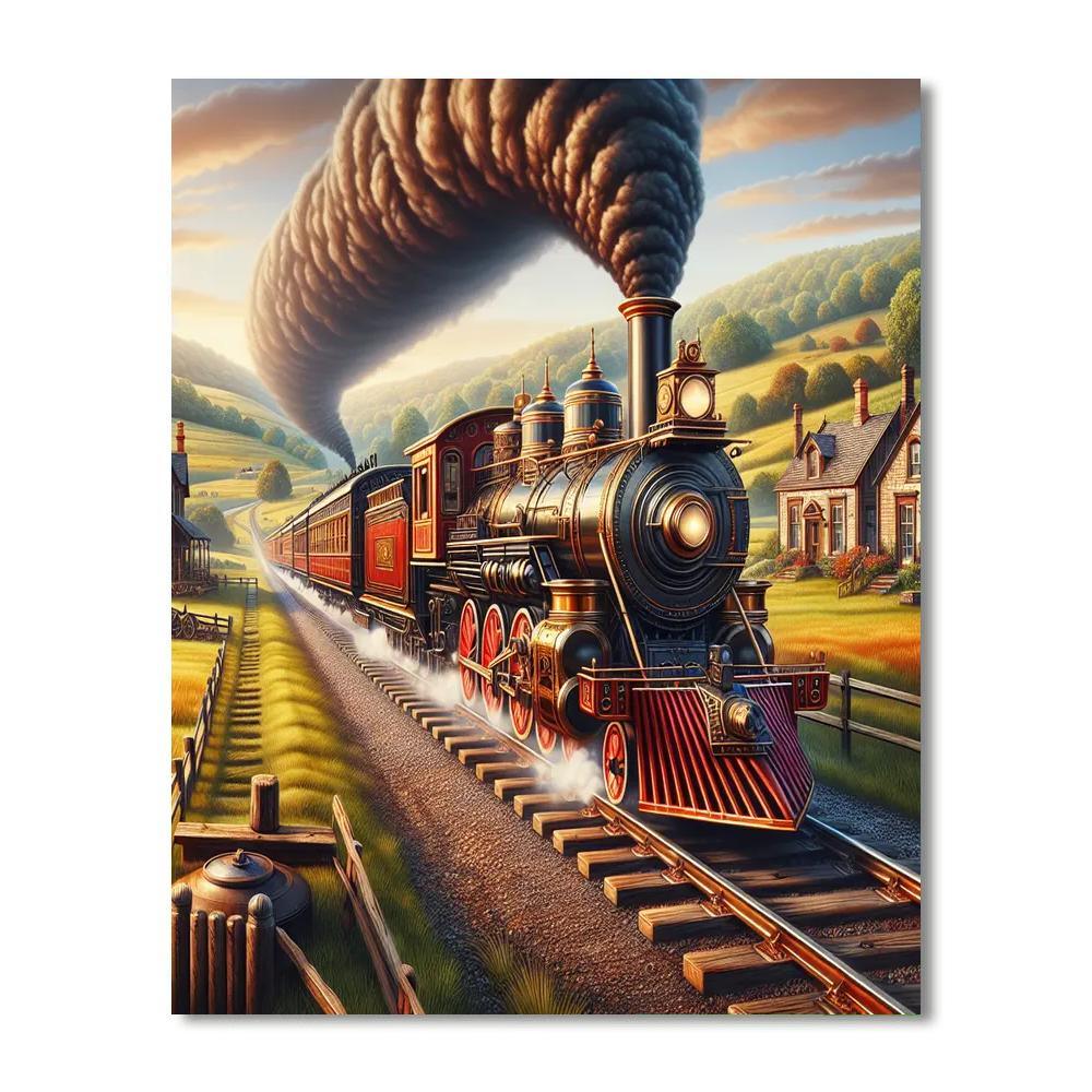 Charming Vintage Train Adventure DIY Paint By Numbers