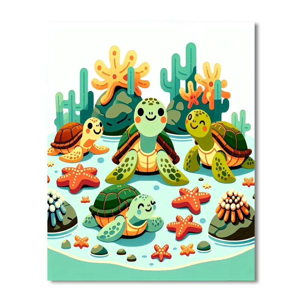 Tranquil Turtle Tidepool Numbered Painting Kits