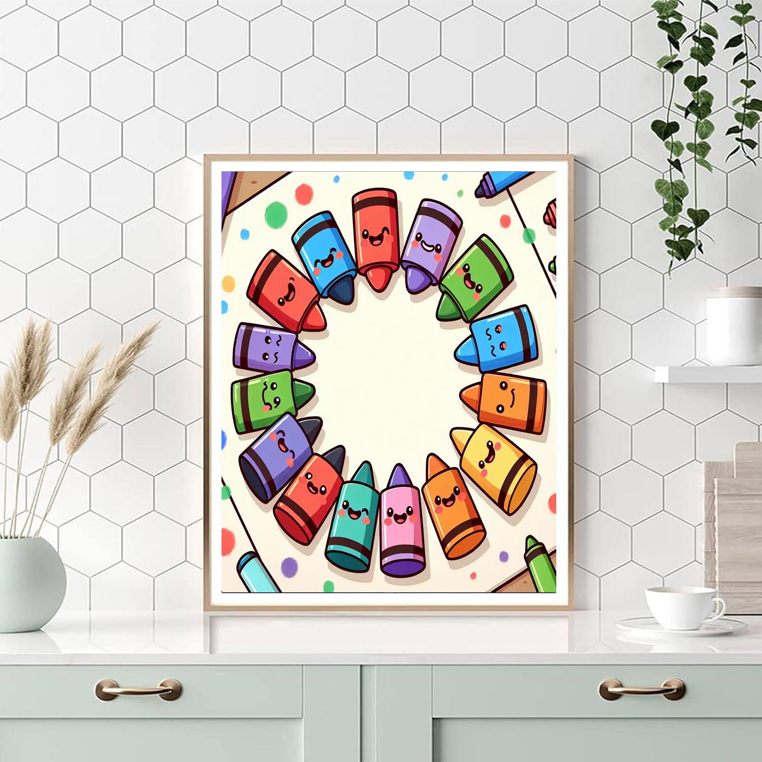 Happy Colorful Crayons Painting By Numbers Kit