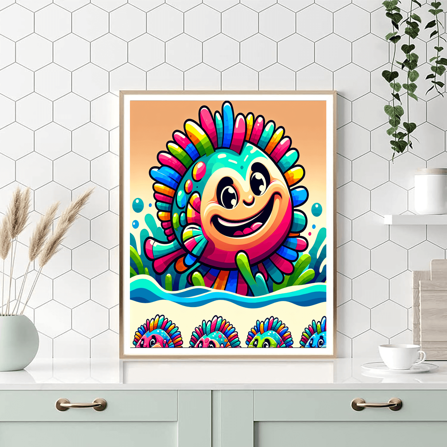 Whimsical Rainbow Fish Number Painting