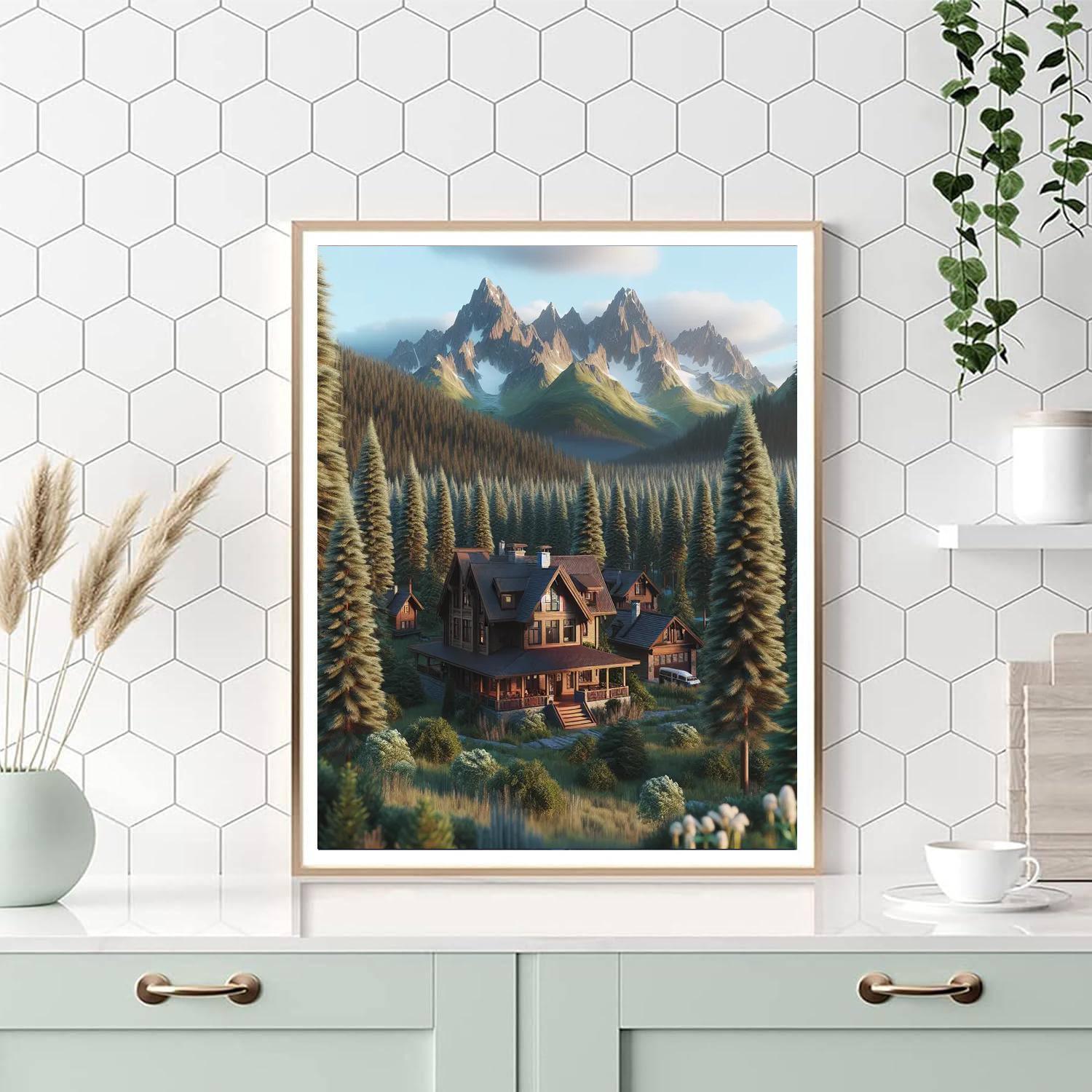 Charming Mountain Lodge DIY Paint By Numbers